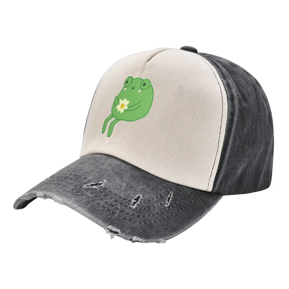 

Frog Birthday Cake Meme - Cute Cottagecore Aesthetic Frog - Depressed Frogge -Toad Sitting with Flower - Funny Sad Baseball Cap