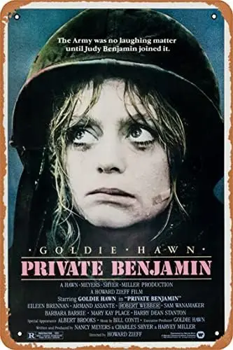 Muecddoa Vintage Look Metal Sign Private Benjamin 1980 Movie Poster Wall Art Wall Art Decor Sign - 12 x 8 inch sign