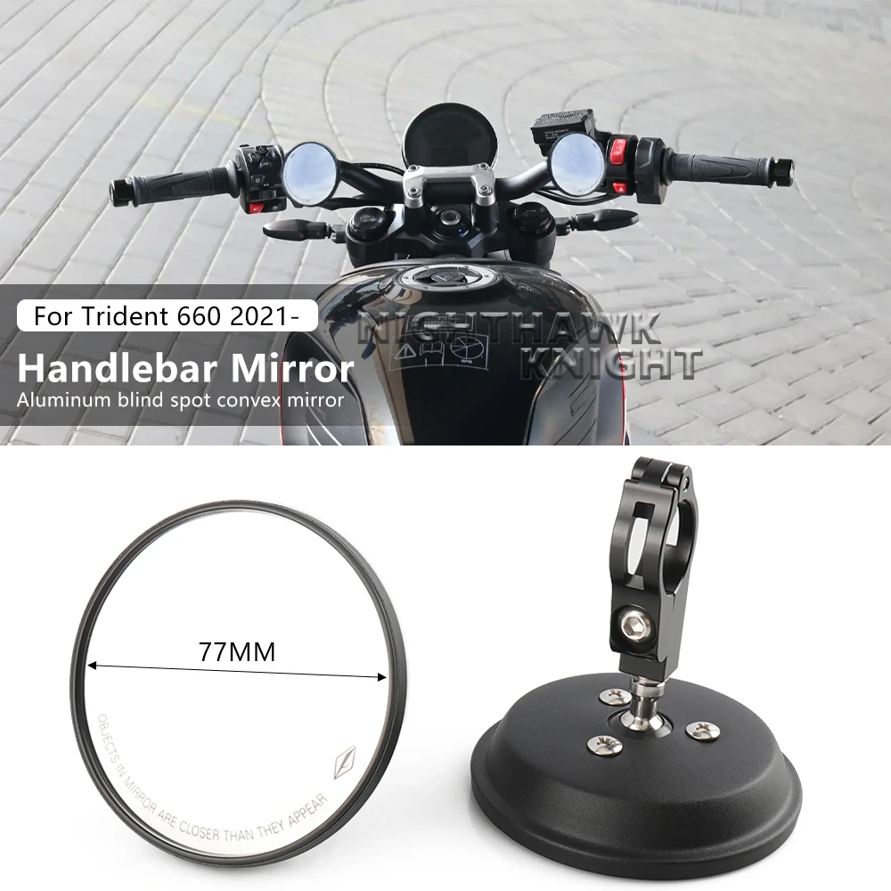 For TRIDENT660 Trident 660 2021-2026 Motorcycle Handlebar Blind Spot Convex Mirror Rearview Mirror Wide Angle Circular Mirror