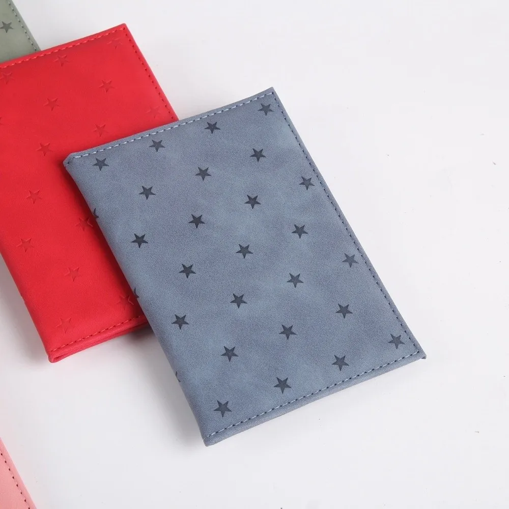 PU Leather Passport Cover Multi Card Slots Lightweight Travel Document Wallet Anti-Scratch Star Print Passport Protector