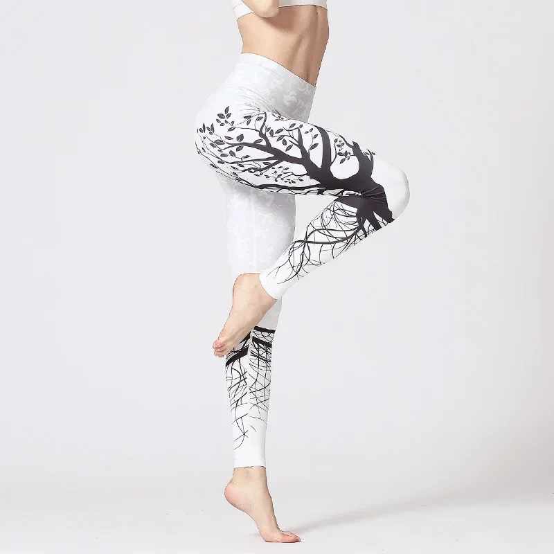 Hot Sale Women Flower Printing High Waist Booty Lifting Leggings Fast Dry Slim Fit Dancing Gym Fitness Leggings 7Z