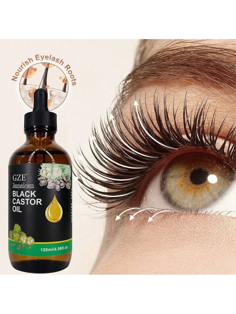 GZE Jamaican Black Castor Oil - Cold Pressed Hair Moisturizing for Hair, Lash & Eyelash Strength, Shine & Scalp Care view 2