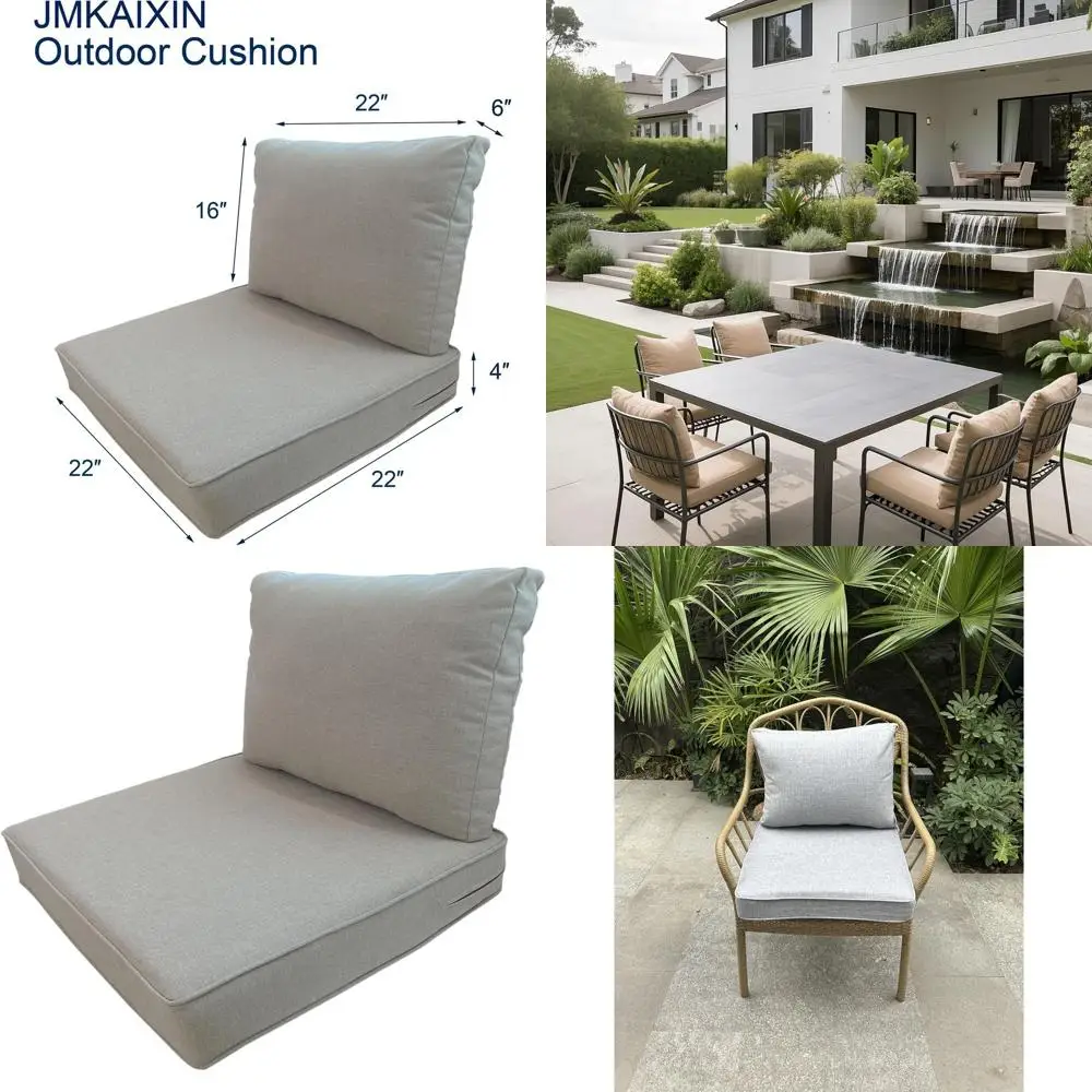 

Patio Seat and Back Cushion Set - Outdoor Lounge Chair Covers, 22x22, Water-Resistant with Zipper