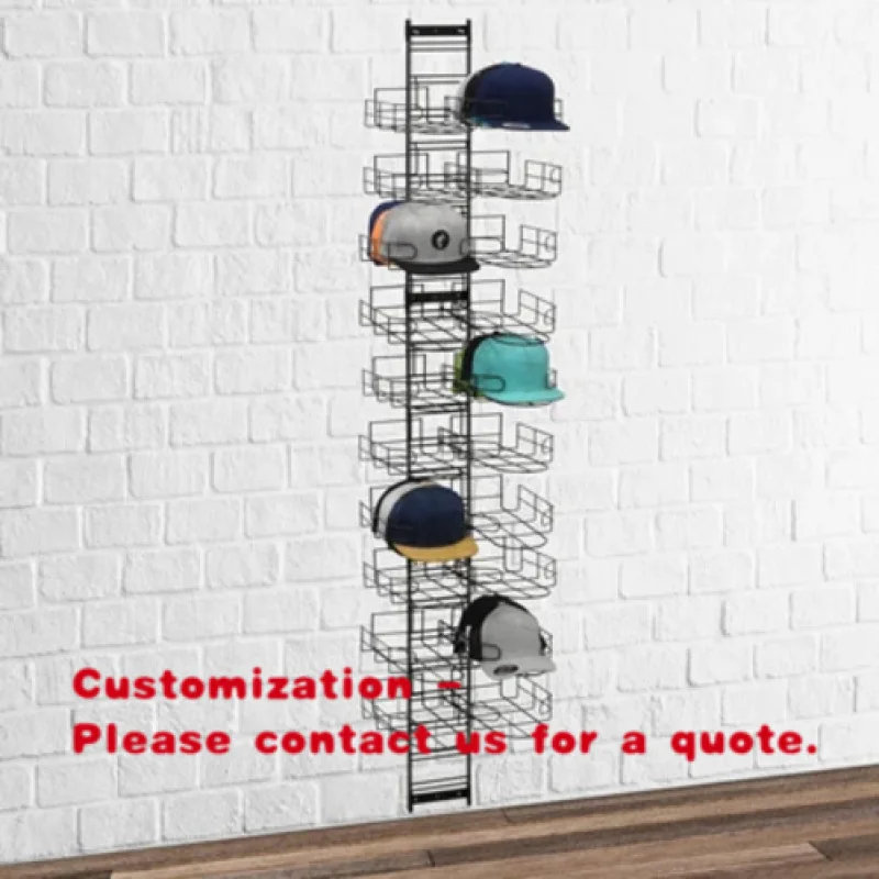 custom.Wall Mounted  288 Hats Baseball Caps Rack, Retail Display Stores, Metal Black