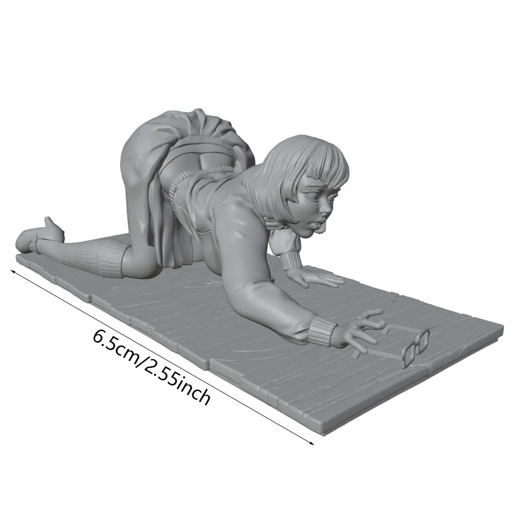 1/24 Miniature Resin Model Statue, 75mm Figure Toy Model Kit, Young Girl Lying on the Ground Searching for Her Dropped Glasses, High-Detailed Resin Model Figure, Unpainted, Perfect for Role-Playing Games and Collecting