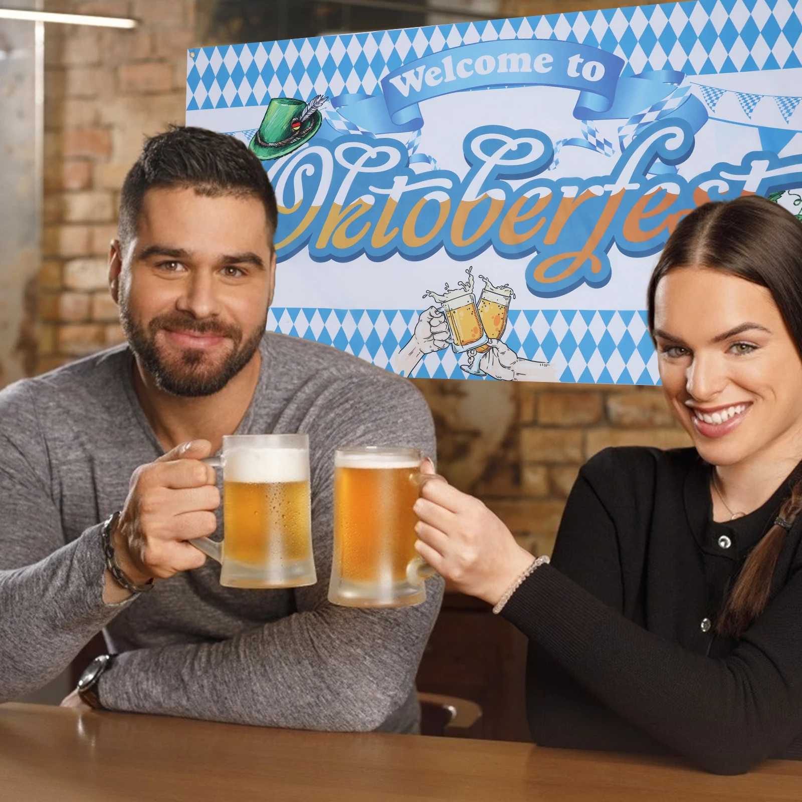 

Beer Festival Backdrop 185x110cm Durable Lightweight Oktoberfest Decor Photo Background Wall Hanging Indoor Outdoor
