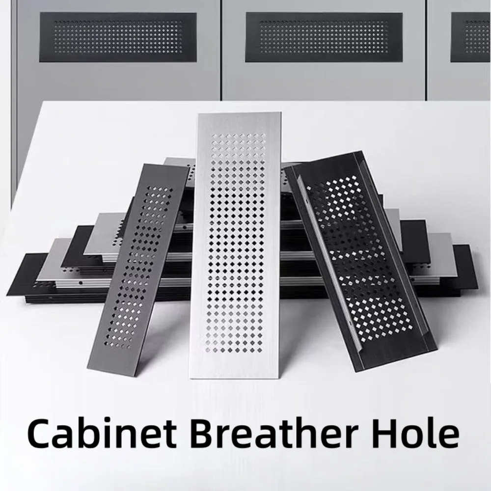1Pcs Aluminum Alloy Cabinet Ventilation Grille, 150-600mm Length 50/80mm Width Silver Mesh Hole Cover for Shoe Cabinets