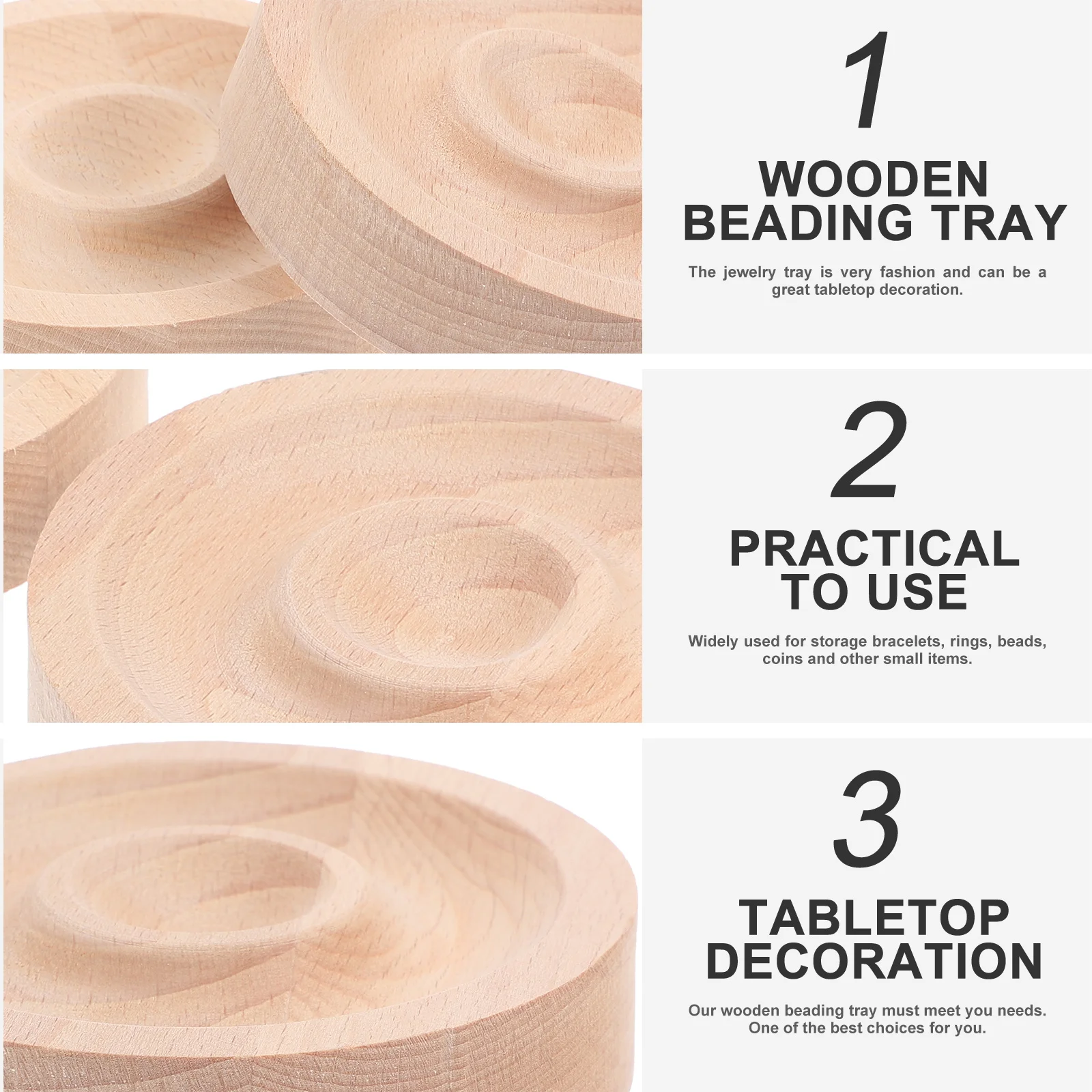 

2Pcs Wooden Beading Tray Resistant Jewelry Organizer for Bracelets Rings Coins Storage Craft Display Home Decor