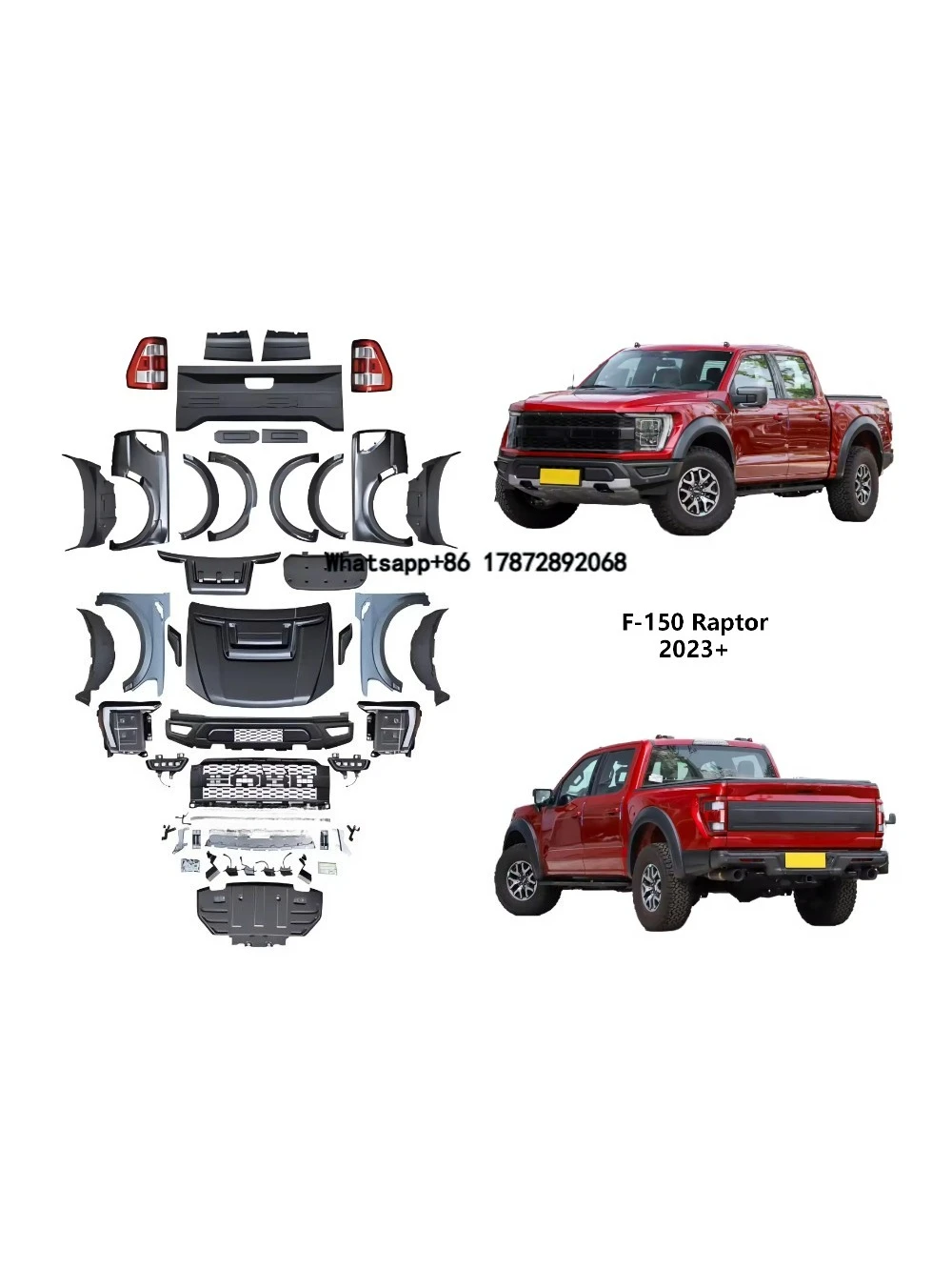 

Car Bumpers Griles for Ranger 2012-2021 Upgrade to 2021 F-150 raptor Style Body Kits Hood Fender Headlight Grille