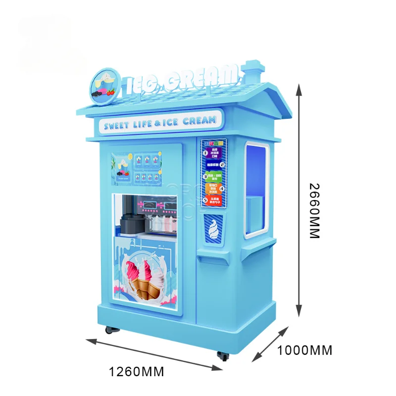 YG OEM Automated Operating Self-Service Coin Fully Automatic Vending Machines Softy Ice Cream Food Vending Machine With Robotic