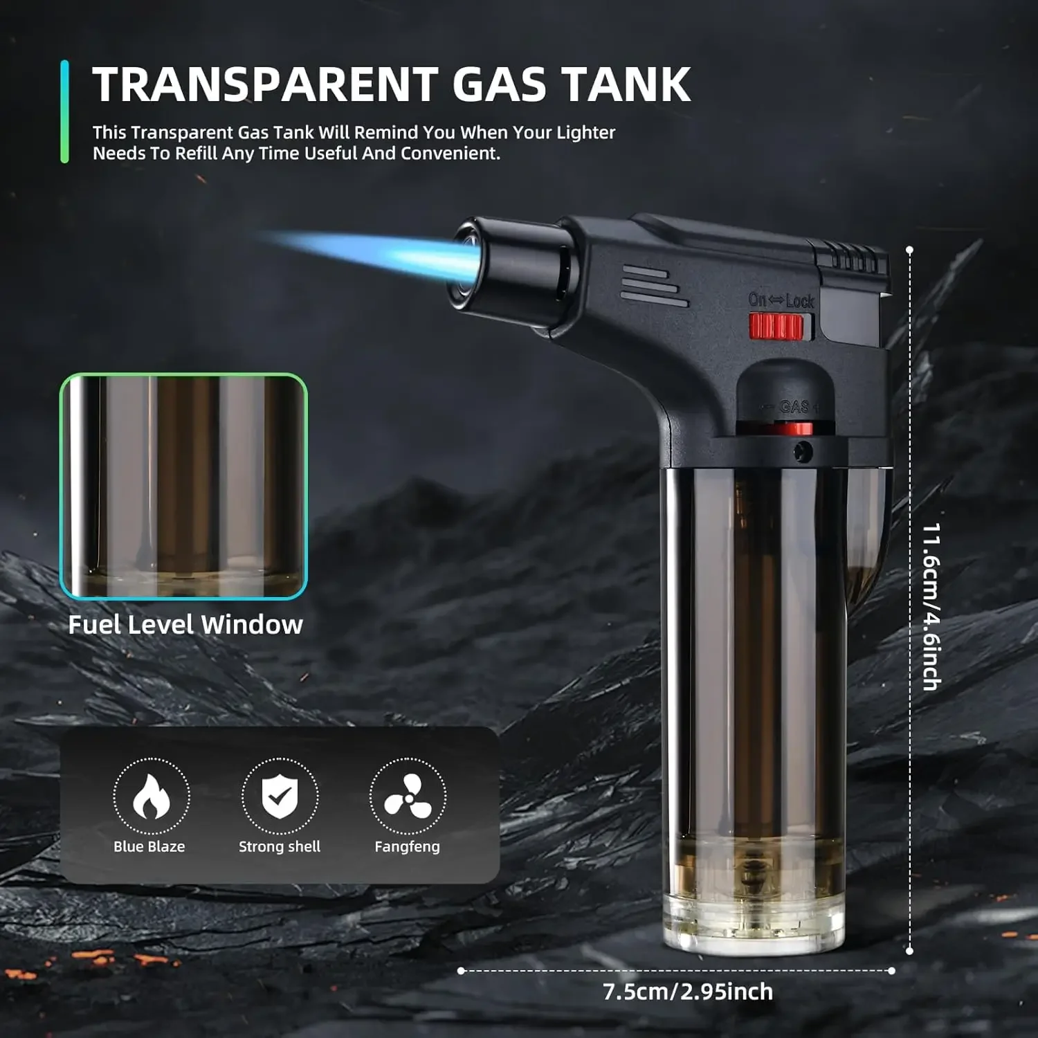 5PC Portable High Temperature Welding Gun Butane Gas Torch Lighter Transparent Gas Window BBQ Kitchen Turbo Cigar Lighters