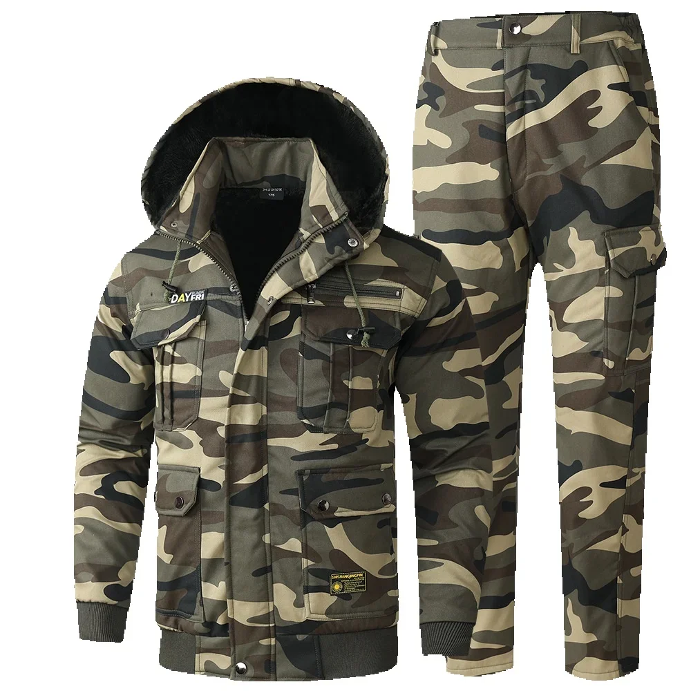 Keep Warm In Winter Men\'s Camouflage Tactical Long Sleeved Coat Outdoor Hik Mountaineering Camp Adventure Combat Hunting Jacket