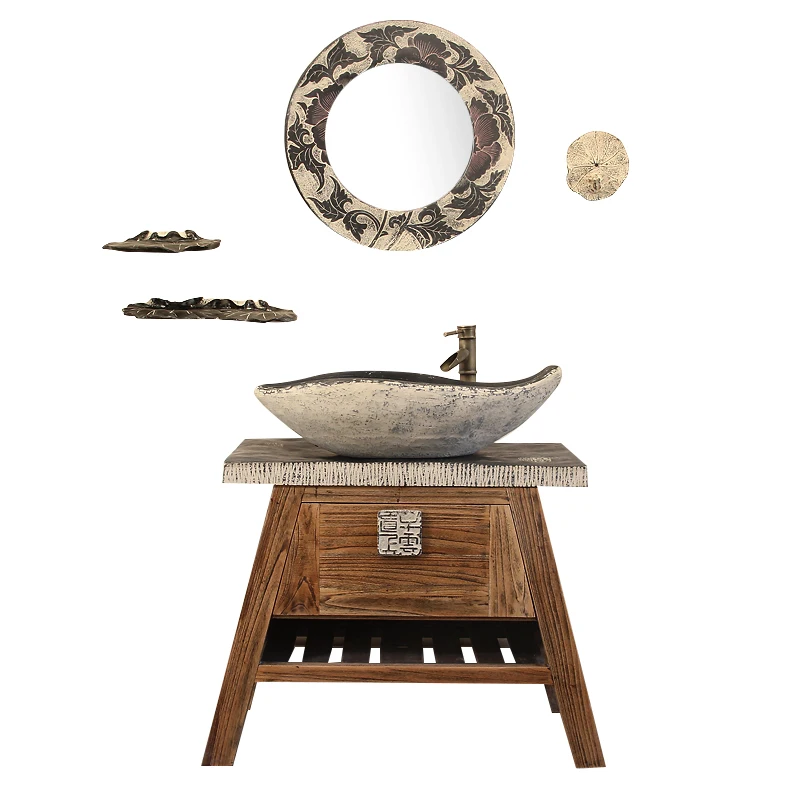 

*Китайский шкаф для ванной комнаты, балкон, умывальник, ванная комната от пола до потолка, встроенная легкая роскошная столешница для умывальника