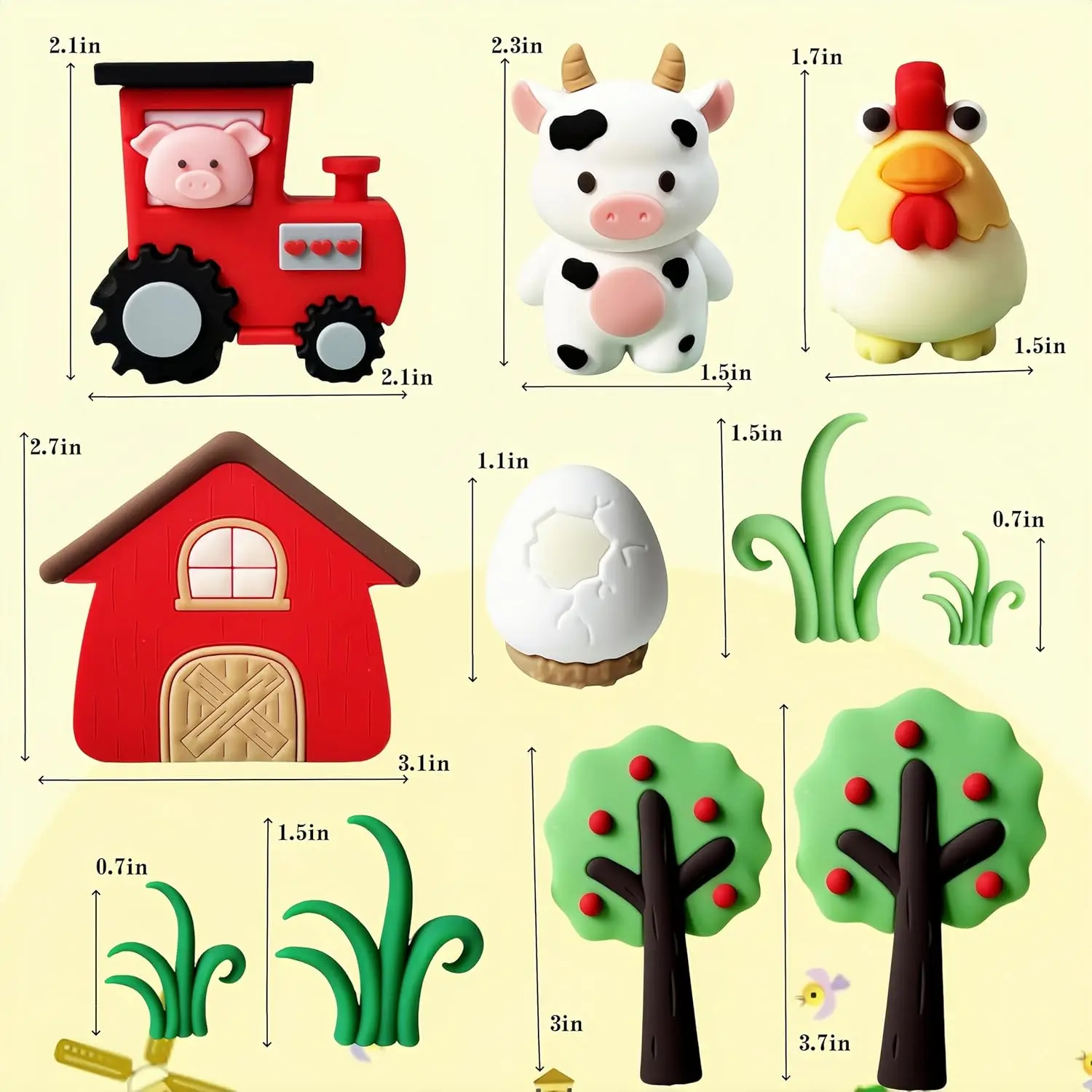 Boerderij Dieren Taart Topper Boerderij Koe Taart Topper Cartoon Dieren Taart Topper Landbouwtractor Taart Topper Boerderij Dieren Themafeest