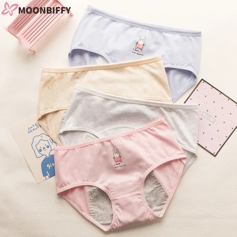 Leak Proof Menstrual Panties Physiological Pant Cartoon Underwear Women Period Breathable Briefs Reusable Pads Hygiene Underpant