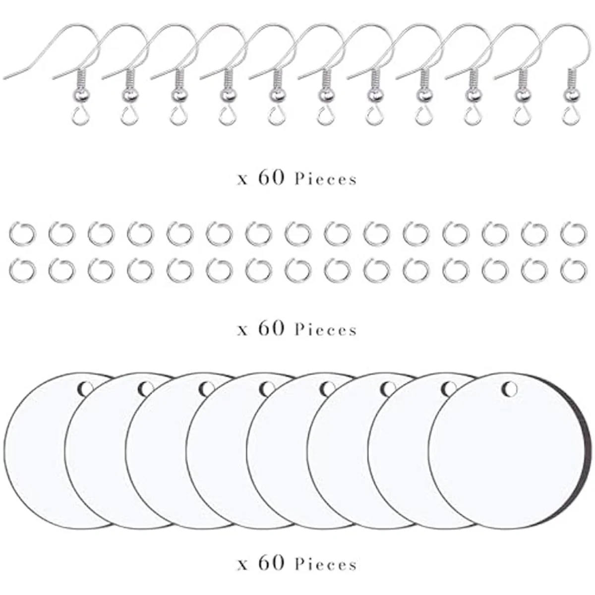 180 шт., копия товара, с крючками для сережек и колечками
