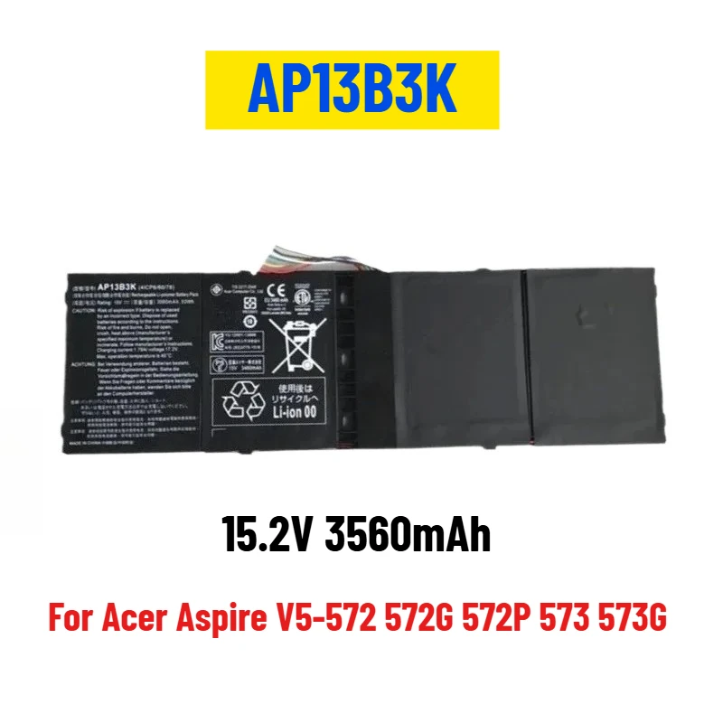 

Новый сменный аккумулятор для ноутбука 15,2 В 3560 мАч AP13B3K для Acer Aspire V5-572 572G 572P 573 573G 573P 573PG V7-481 481G 481PP