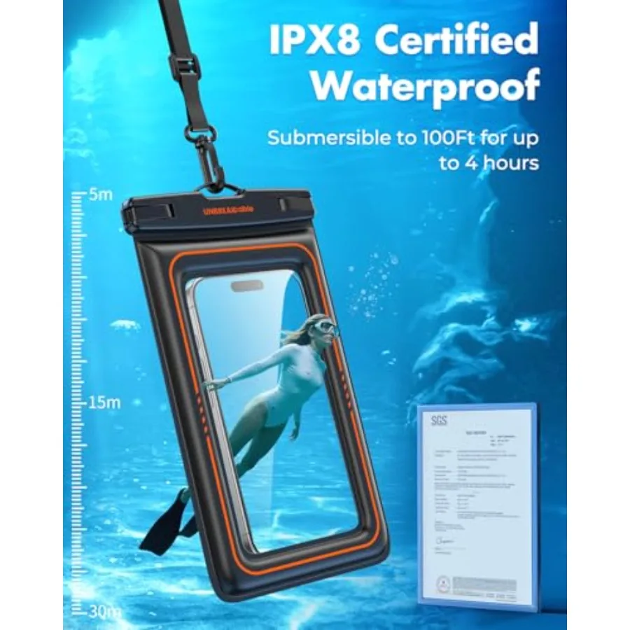 Floating Waterproof Phone Pouch 2 Pack, IPX8 Waterproof Phone Case Dry Bag Kayak/Beach/Cruise Travel Essentials, Water Proof Po view 3