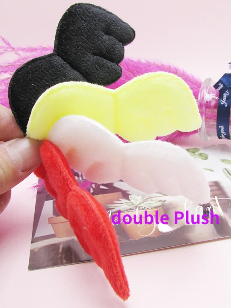 10PCS Double  Plush Angel Wing  Ball Padded Appliques For clothes DIY Baby hair Clip headwear Decor Ornament Accessories