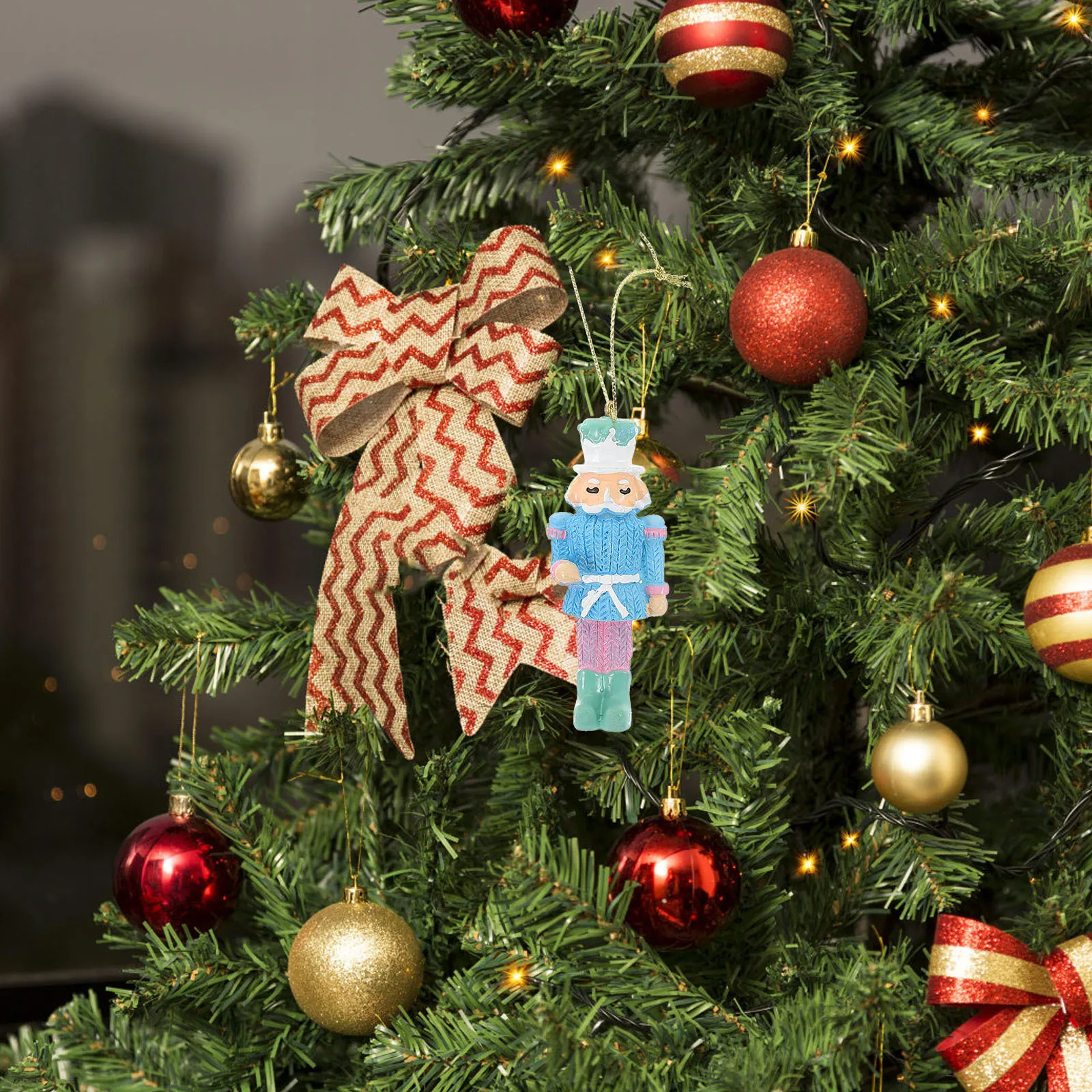 

4Pcs Christmas Resin Nutcracker Hanging Ornament Cute Nutcracker Decor Xmas Tree Desktop Holiday Decoration Christmas Gift