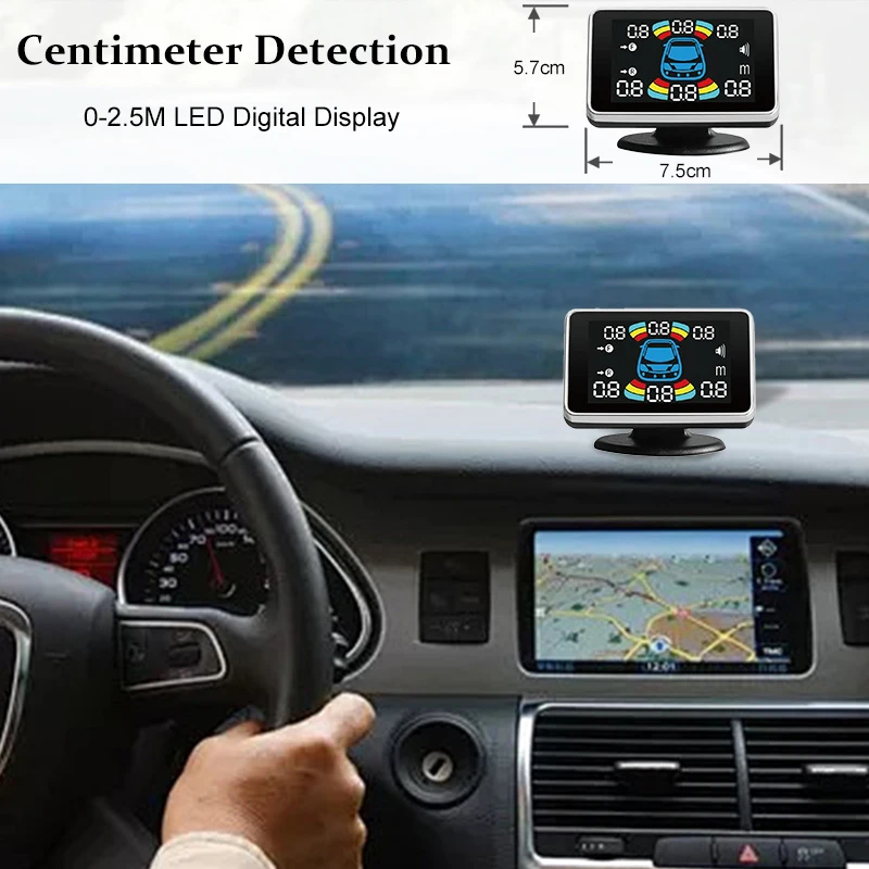 Picture 5: LED parking sensor kit, 6/8 sensors, 22mm reversing radar, multi language audio prompt alarm indicator system, 12 colors