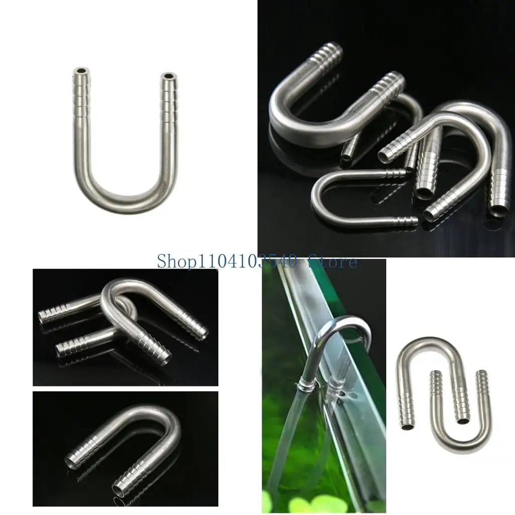 02DC Fish Stainless Steel U Shaped Tube Fitting for Over Water Hose Use, U Bend Guide, Single Metal Unit Part