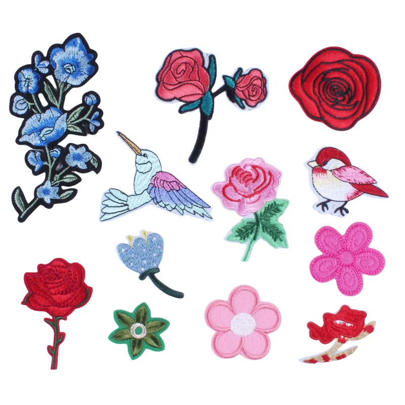 10 قطعة زهرة الربيع التطريز الطيور الملابس المسارات الحرارية لاصق على ظهره سترة الحديد على Parches Diy بها بنفسك النسيج