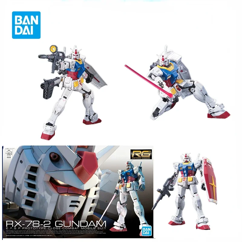 In Stock Bandai Original RX-78-2 GUNDAM RG 1/144 Genuine Assembly Model Toys Anime Action Figure Gifts Collectible Ornaments