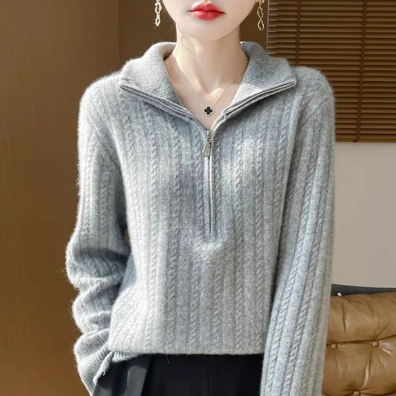 

Knitted Bottoming Tops Chic Turtleneck Pullover Sweater Women's 2025 Autumn Winter Jacquard Loose Long-Sleeve Sweater