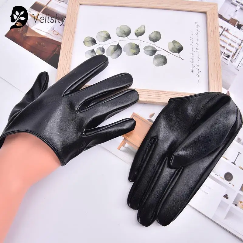 New Design Sexy Leather Gloves for Women Half Palm PU Leather Gloves Party Show