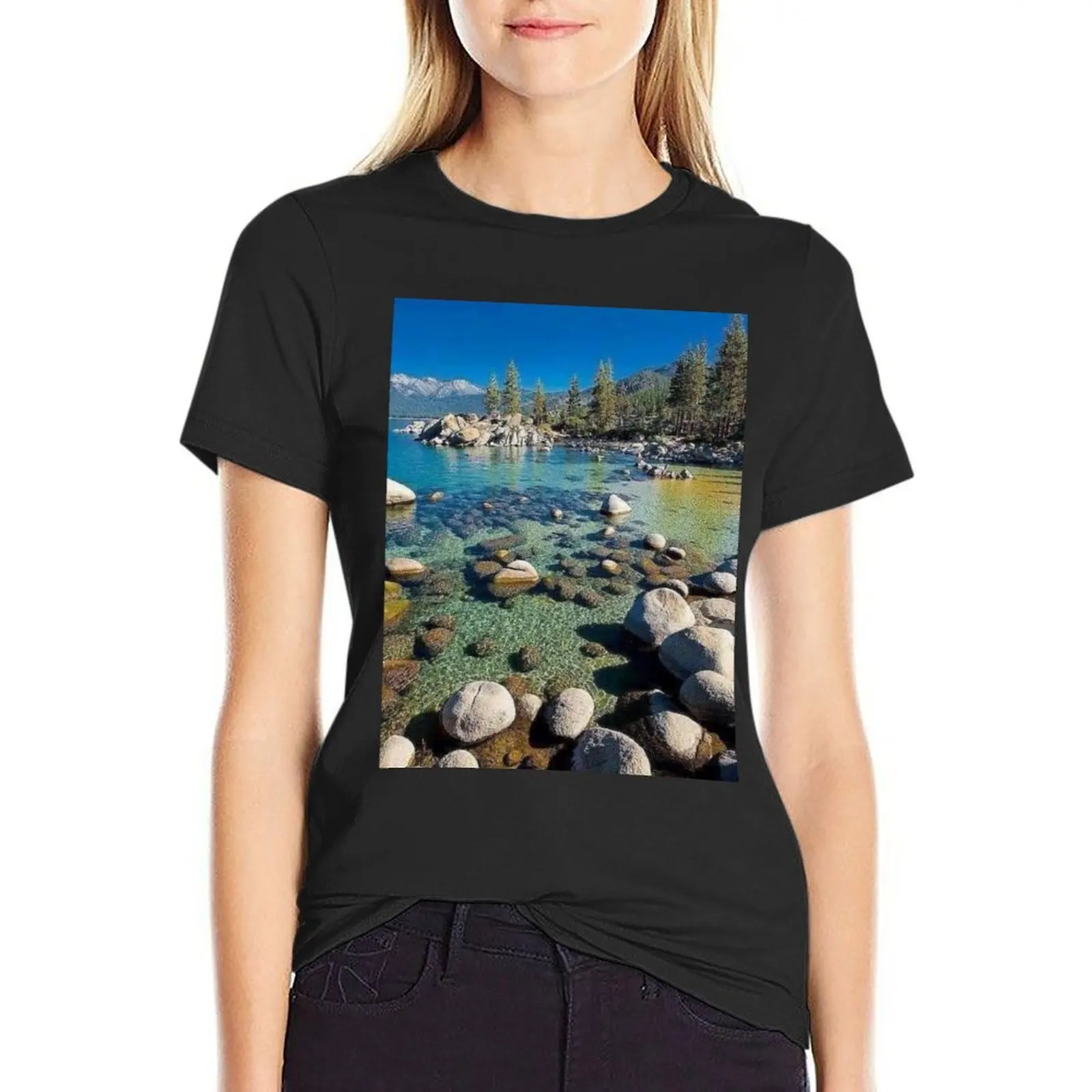 On the shore of Lake Tahoe- Sand Harbor T-Shirt Short sleeve tee shirts graphic tees tees designer clothes Women luxury