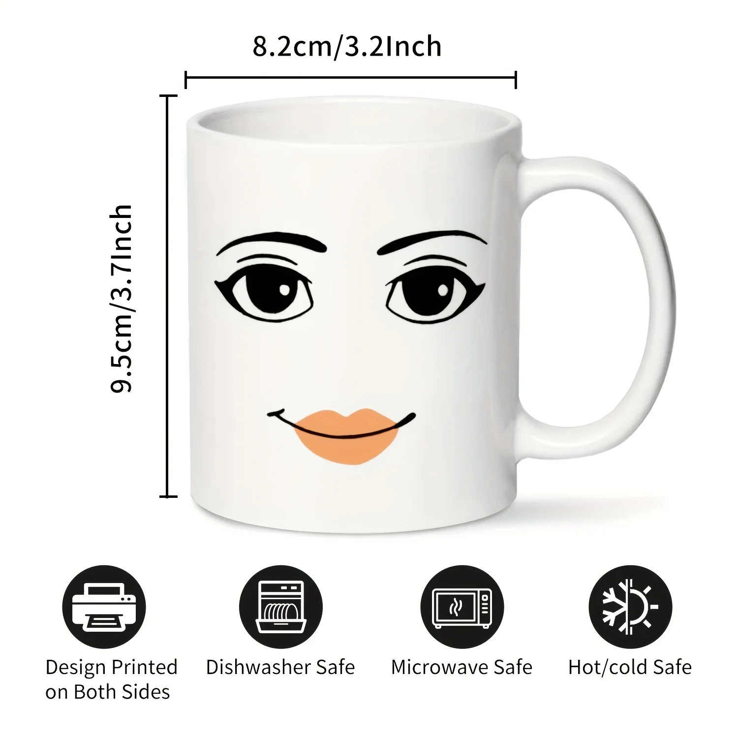 Funny Gamer Ceramic Mug Set, MAN FACE Mug,WOMAN Face Mug,Coffee Cup Birthday Mug, 11 Oz Novelty Coffee Mug/Cup,White