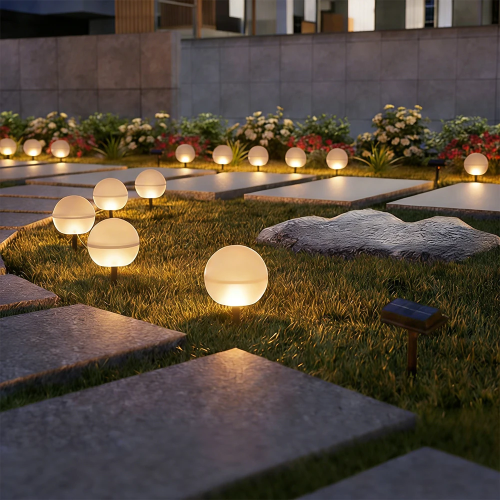 Lumière solaire sphérique d'extérieur 5 en 1 pour pelouse, éclairage paysager étanche pour cour, terrasse, allée, décoration de fête de mariage