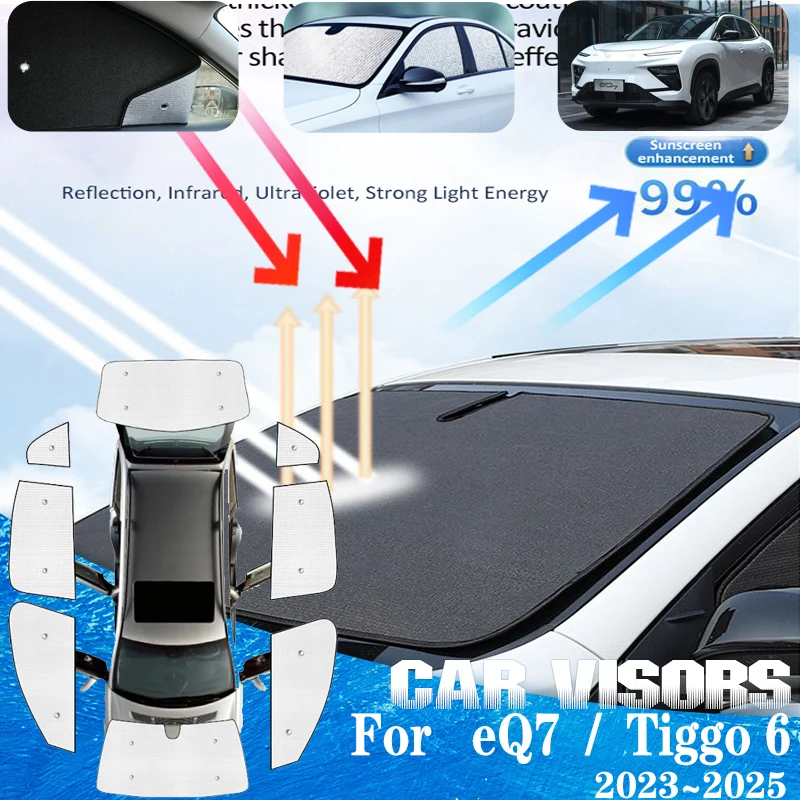

For Chery Tiggo 6 eQ7 Accessories 2023 2024 2025 Car Sun Visors Auto Sun Window Visor Sunshade protection Cover Cars Accessories