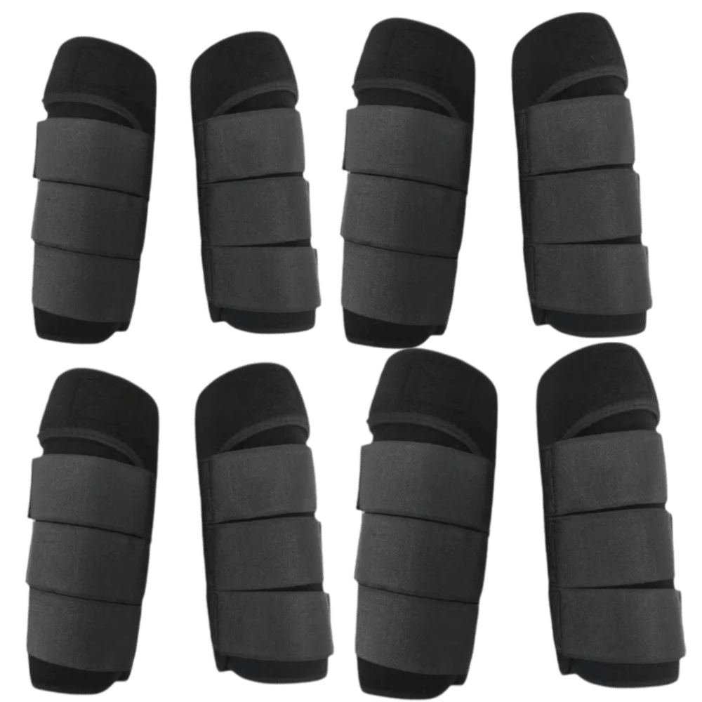 4 Pcs Waterproof Fabric Horse Splint Boots Medium Large Size Black Tone Horse Leg Protective Boots Hook And Loop Straps