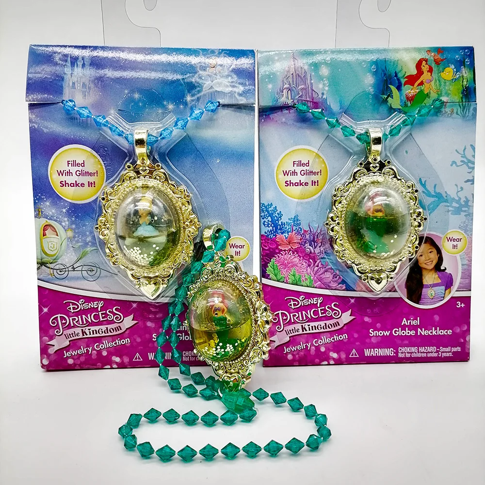 Disney Putri kerajaan kecil koleksi perhiasan Cinderella Ariel kalung liontin hadiah mainan Model Anime mengumpulkan ornamen