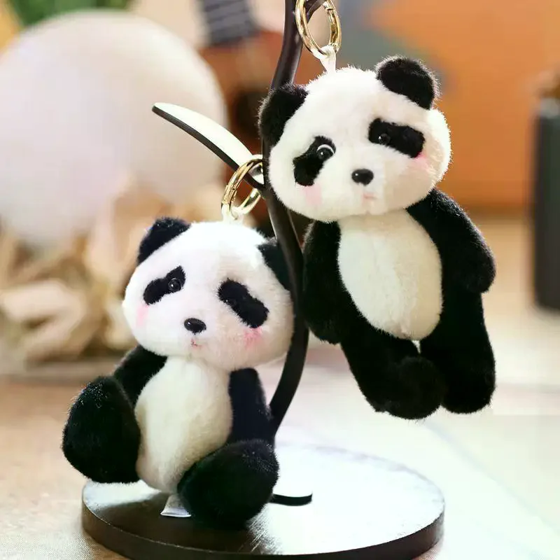 かわいいリトルパンダぬいぐるみキーホルダー漫画ぬいぐるみ人形ぬいぐるみキーリングバックパックペンダントぶら下げ装飾ギフト