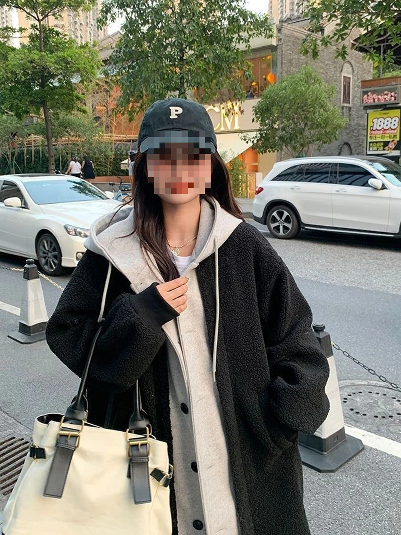 

Осень-зима, новое женское свободное искусственное пальто из двух предметов с капюшоном, флисовая подкладка, корейская шикарная трендовая верхняя одежда