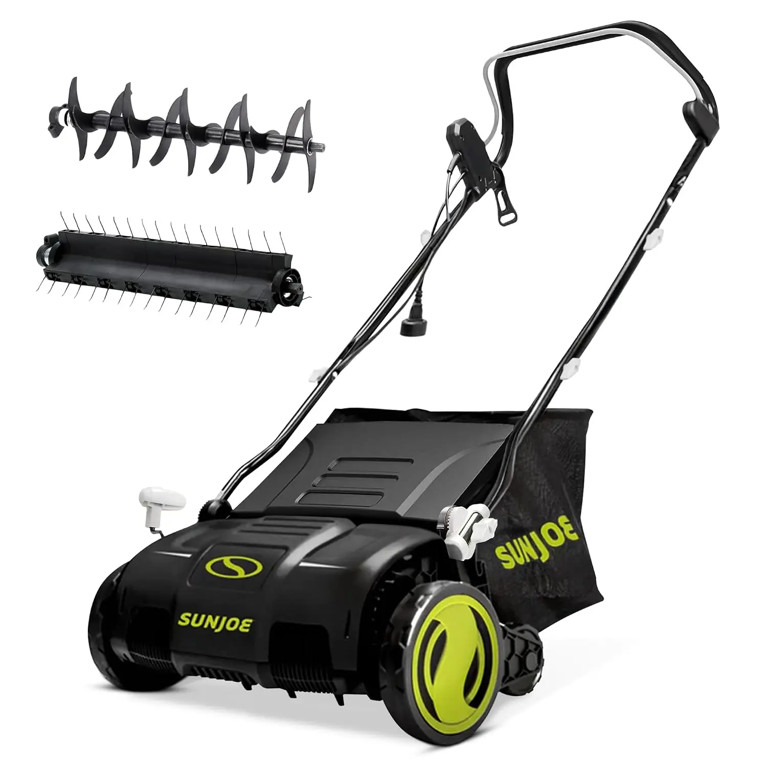 15-Inch Lawn Dethatcher with Scarifier Blade Reel, AJ805E | and Collection Bag - 13-Amp Corded Yard Power Rake Tool, Custom