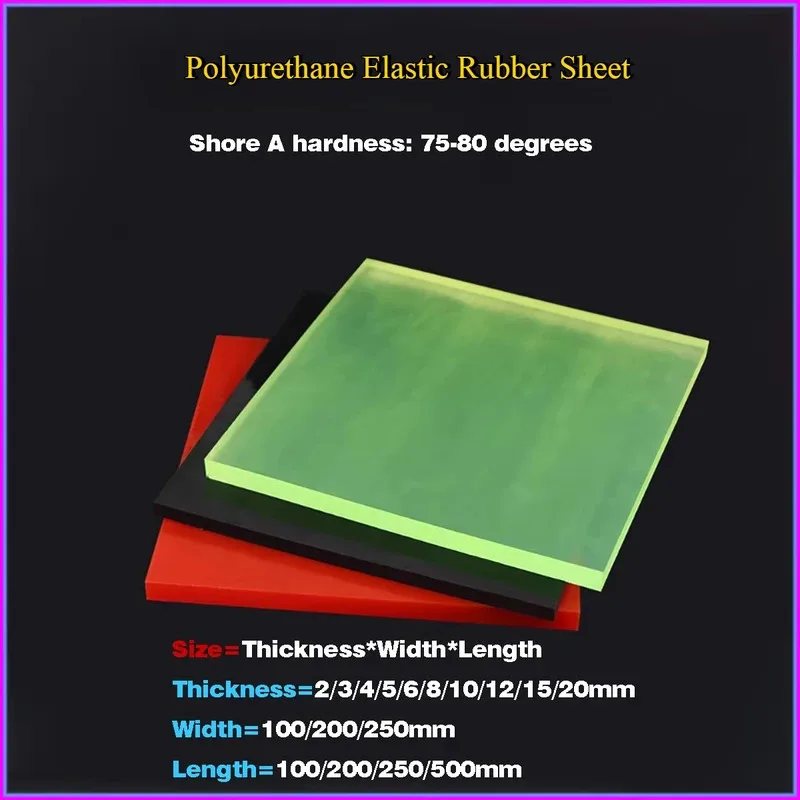 

PU Elastic Rubber Sheet Colored Polyurethane Damping Pad 2/3/4/5/6/8/10/12/15/20mm Thick Oil Resistant Material