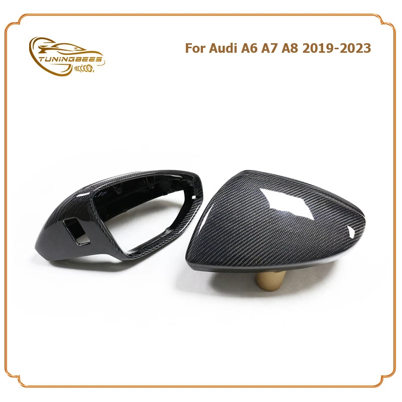 Replacement Style Carbon Fiber Rearview Side Door Mirror Cover For Audi A6 S6 RS6 A7 S7 RS7 A8 S8 C8 2019 2020 2021 2022 2023