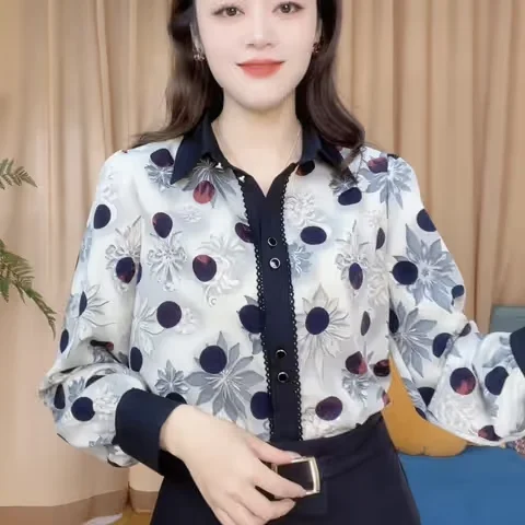 

Женская модная блузка с принтом в горошек, красивая, стильная, свободного кроя, для повседневной носки...