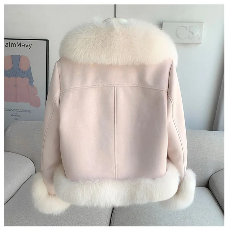 2024 Winter New Imitation Fur Coat Women\'s Fashion Slim Fur collar Thicken Warm Fur Coats Female Short Parkas Jacket Tops