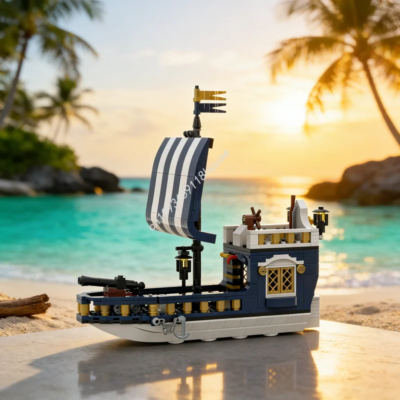 

469pcs MOC Pirates Blue Imperial Sailboat Model Building Blocks Construction Christmas Gift Toy Creative Education Brick Kids
