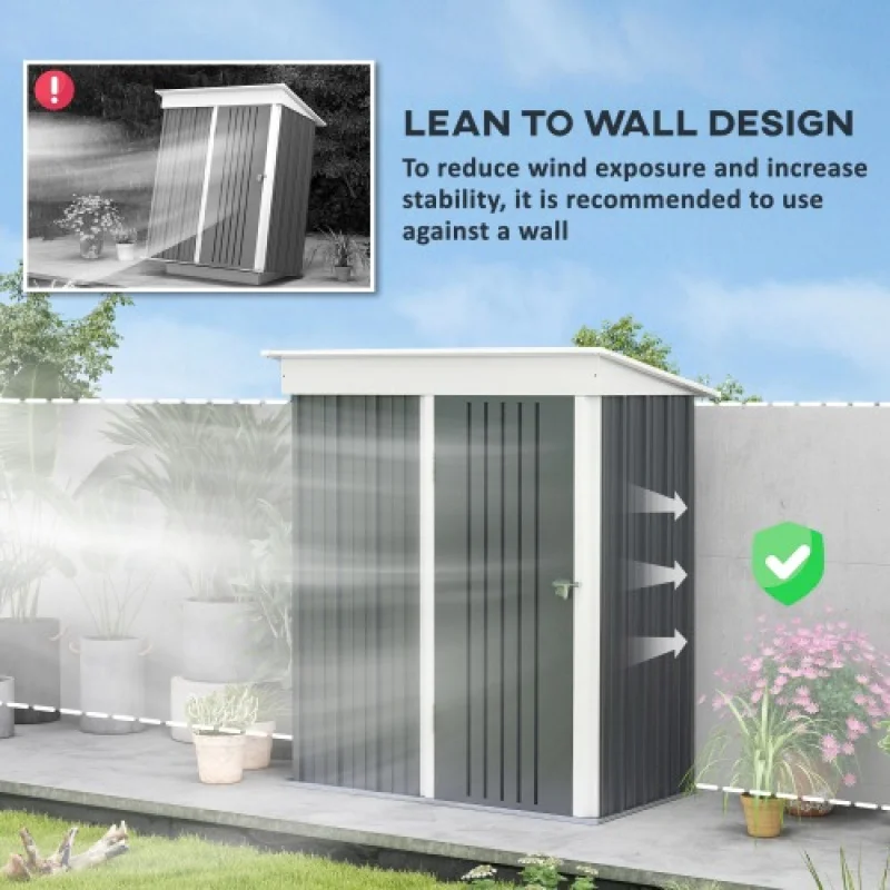 Immagine 5: Capannone da giardino in metallo, capannone da esterno per attrezzi da moto, con ripiano regolabile, lucchetto, guanti grigio scuro Spedizione dal Regno Unito