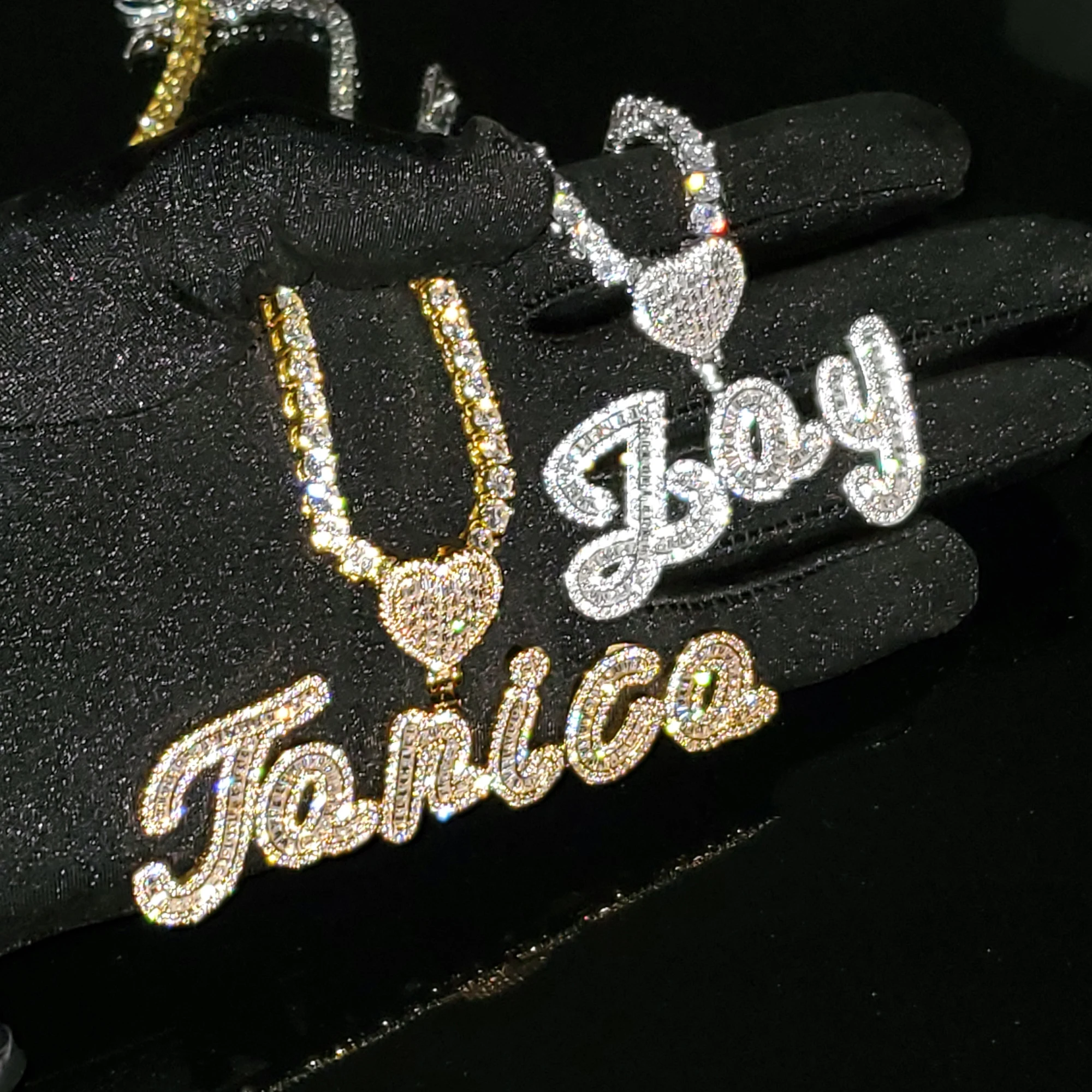 CUSTOM Icy Baguettes Letters with Tennis Chain Nameplate Necklace Custom Name Choker Personalized Jewelry Gifts for Her Birthday