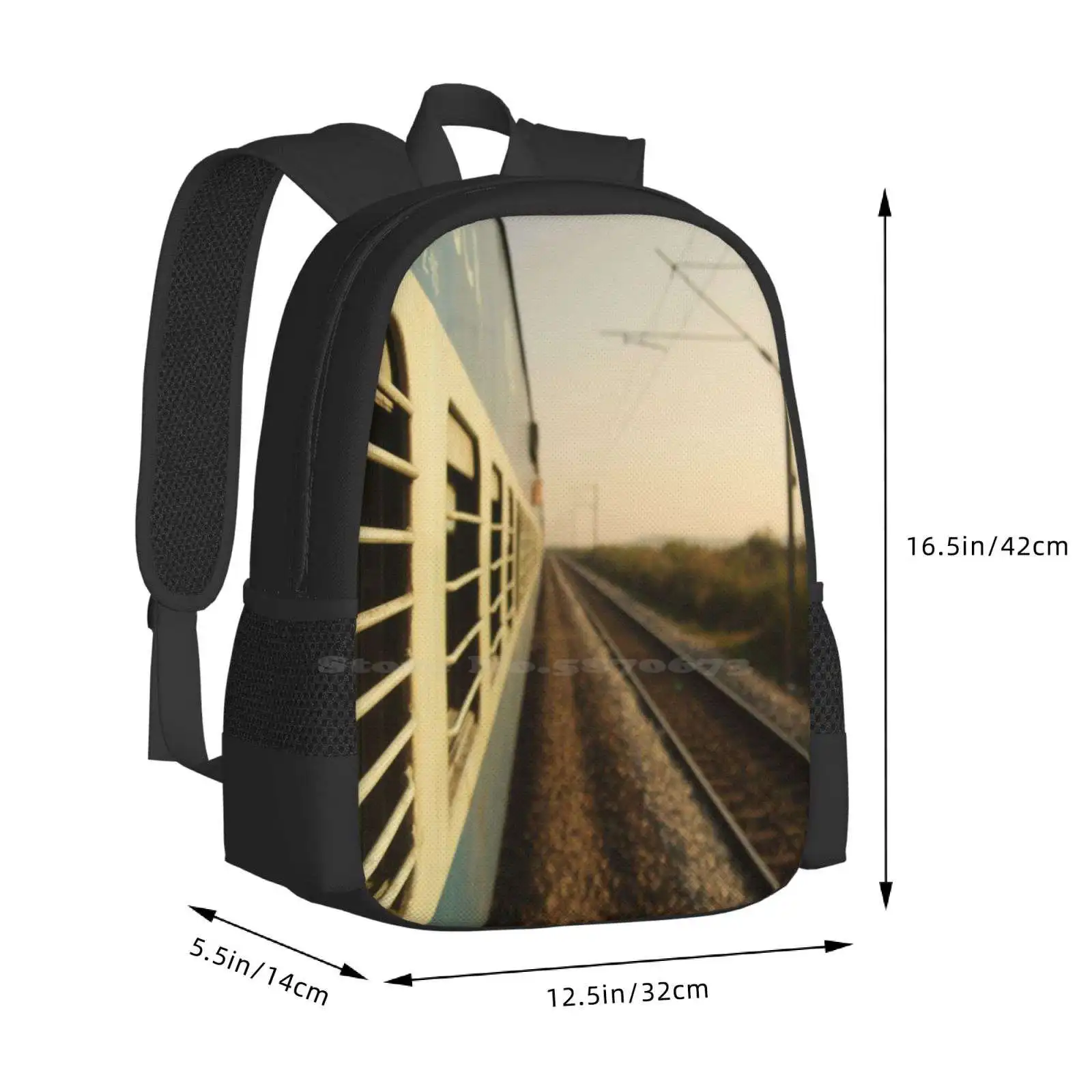 Eastbound School Bag Big Capacity Backpack Laptop Trains Transportation Bareri Valerie Rosen Train Tracks South Asia India