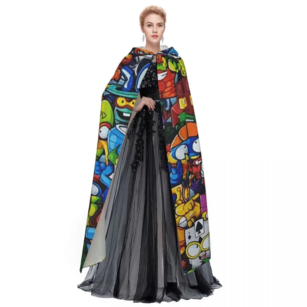 New Super Zings Cartoon Game Superzings Long Hooded Cloak Witch Medieval Costume Cosplay Cape HalloweenParty Adult Unisex - view 2