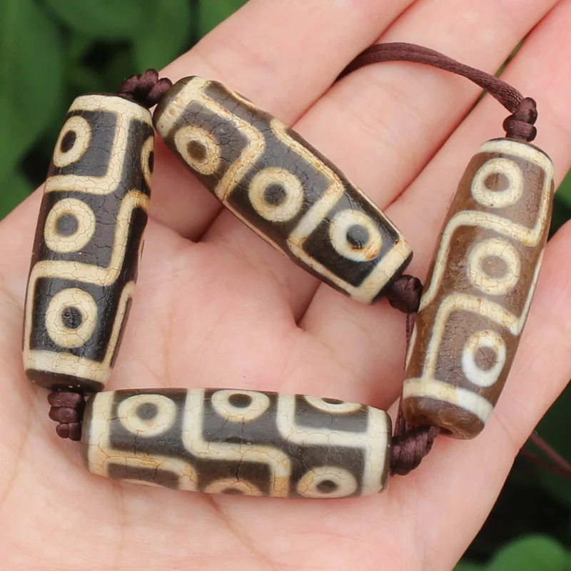 1Piece,Around 12-15x35-40mm Natural Material Old Ancietn Tibet Dzi Agate Beads,Many pattern ,Lucky Symbol,Powerful Amulet ,