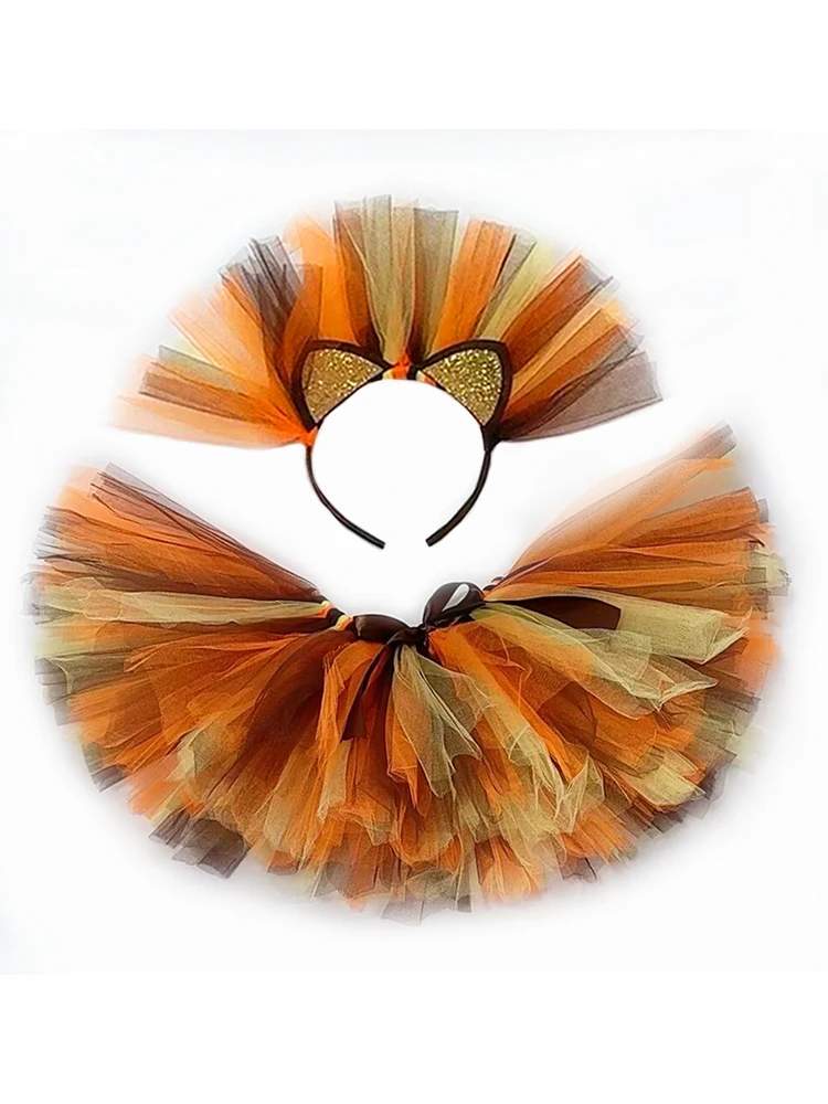 

Юбка-пачка с изображением льва для маленьких девочек, наряд для детей, тюлевые юбки для дня рождения, детские костюмы на Рождество и Хэллоуин с бантом